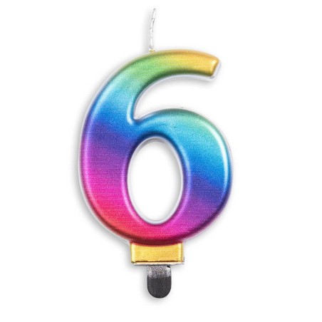 VELA CUMPLEAÑOS Nº 6 ARCOIRIS