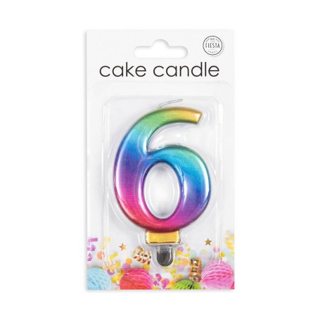 VELA CUMPLEAÑOS Nº 6 ARCOIRIS