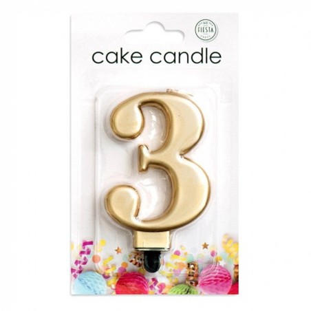 VELA CUMPLEAÑOS Nº 3 ORO