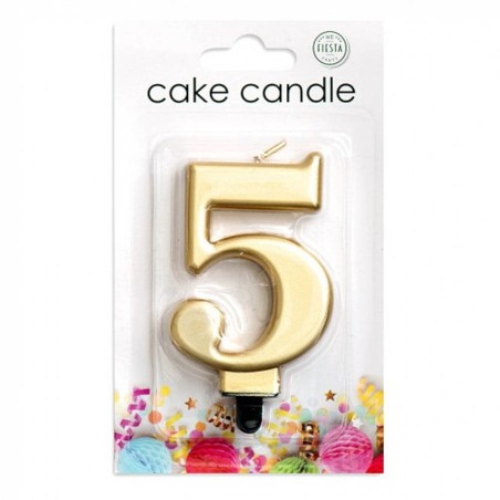 VELA CUMPLEAÑOS Nº 5 ORO