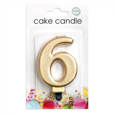 VELA CUMPLEAÑOS Nº 6 ORO