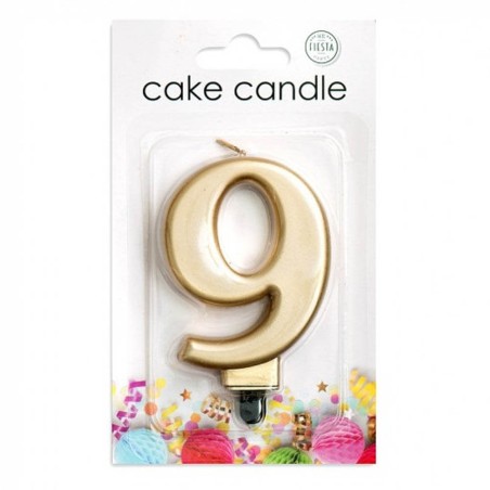 VELA CUMPLEAÑOS Nº 9 ORO