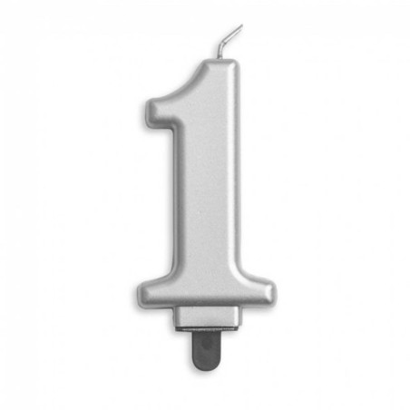 VELA CUMPLEAÑOS Nº 1 PLATA