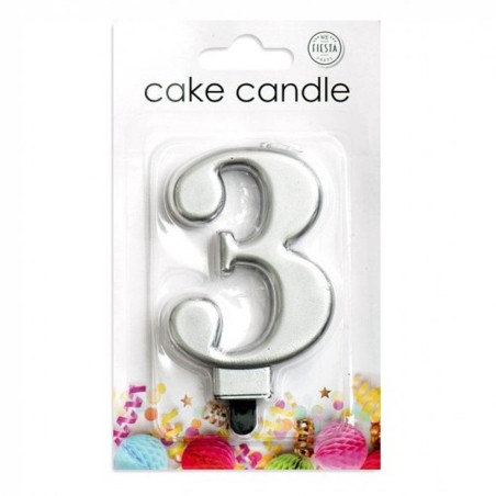 VELA CUMPLEAÑOS Nº 3 PLATA