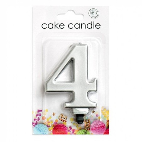 VELA CUMPLEAÑOS Nº 4 PLATA