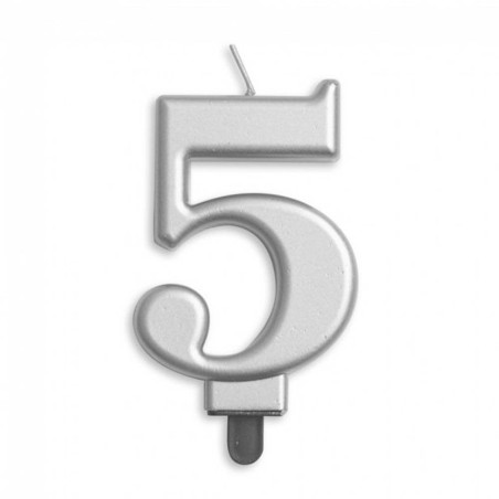 VELA CUMPLEAÑOS Nº 5 PLATA
