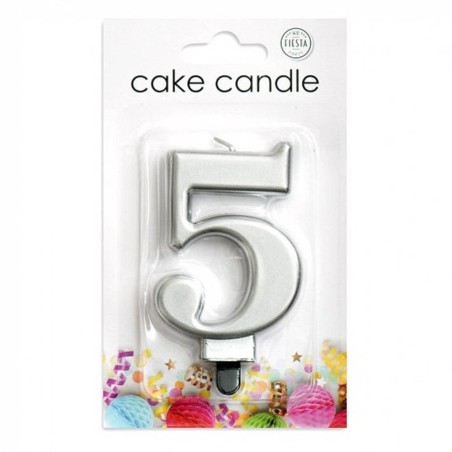 VELA CUMPLEAÑOS Nº 5 PLATA