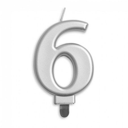 VELA CUMPLEAÑOS Nº 6 PLATA