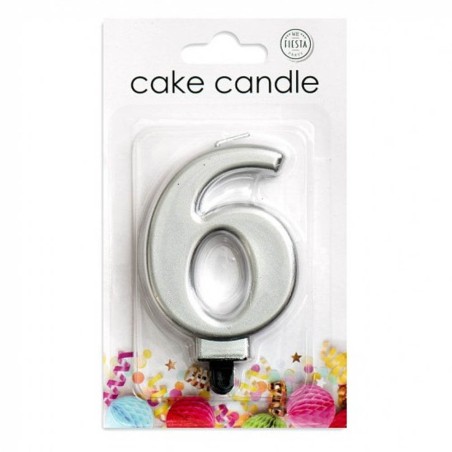 VELA CUMPLEAÑOS Nº 6 PLATA