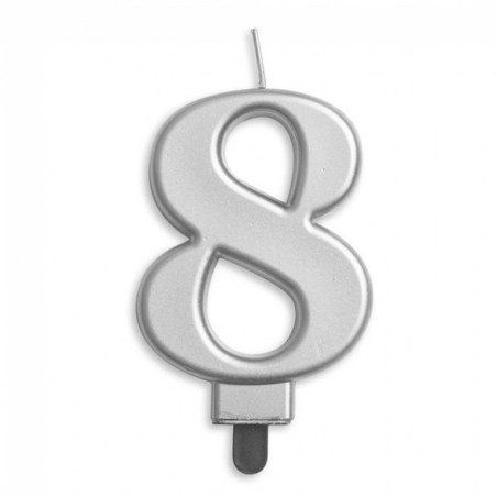 VELA CUMPLEAÑOS Nº 8 PLATA