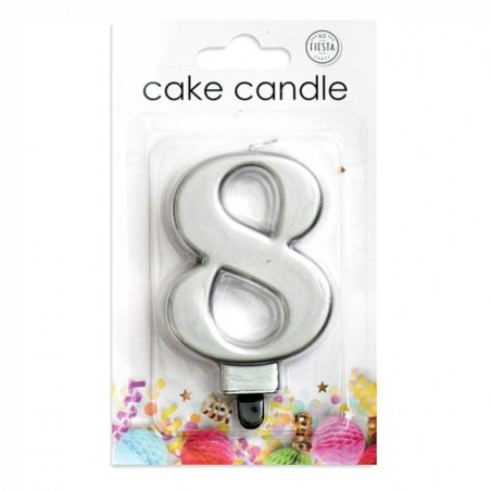 VELA CUMPLEAÑOS Nº 8 PLATA