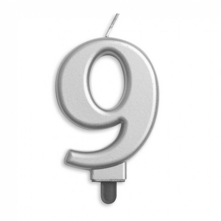 VELA CUMPLEAÑOS Nº 9 PLATA
