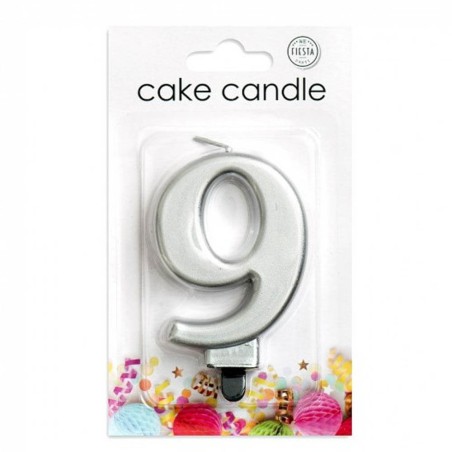 VELA CUMPLEAÑOS Nº 9 PLATA