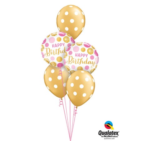 GLOBO CUMPLEAÑOS LUNARES ROSA 45CM 