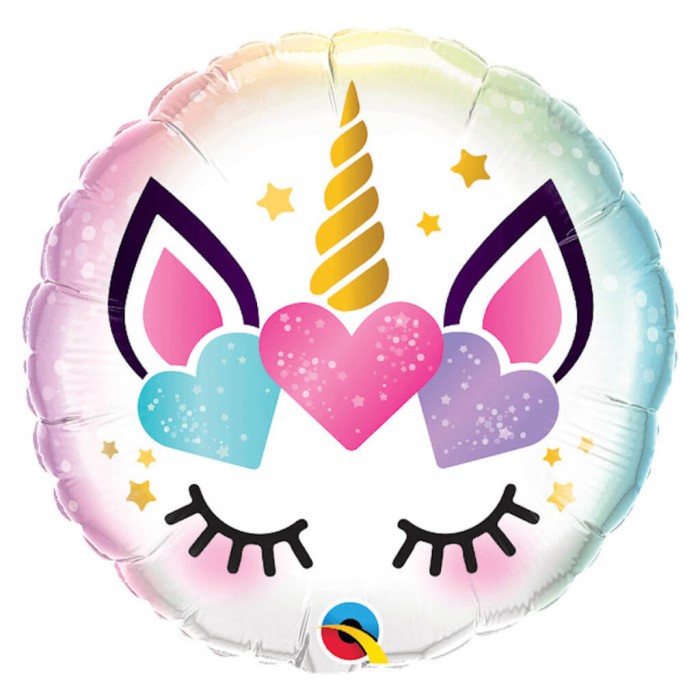 GLOBO UNICORNIO PESTAÑAS 45CM REDONDO 