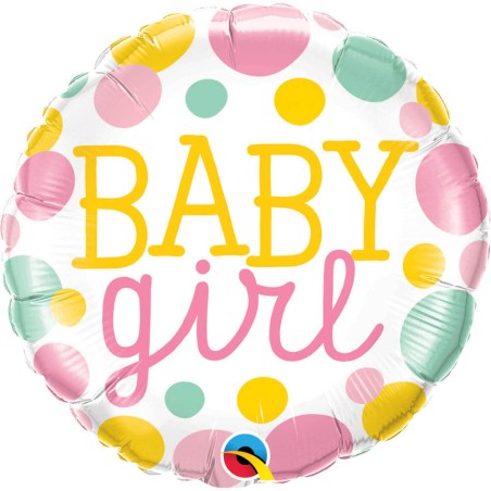 GLOBO BABY GIRL LUNARES AMARILLO ROSA 45CM 