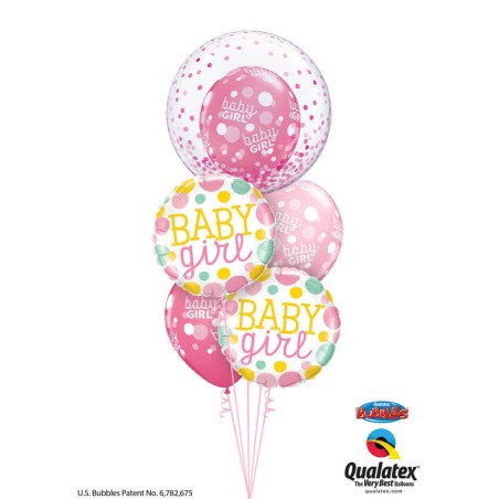 GLOBO BABY GIRL LUNARES AMARILLO ROSA 45CM 