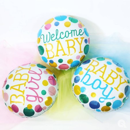 GLOBO BABY GIRL LUNARES AMARILLO ROSA 45CM 