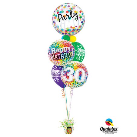 GLOBO CUMPLEAÑOS 30 - COLORES CONFETI 45CM