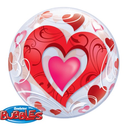 GLOBO BURBUJA - CORAZONES 55CM