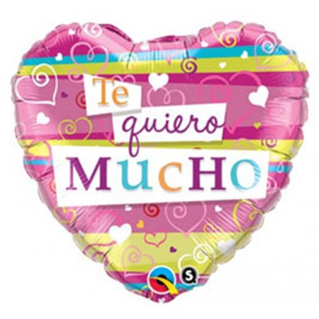 GLOBO CORAZÓN - TE QUIERO MUCHO RAYAS 45CM