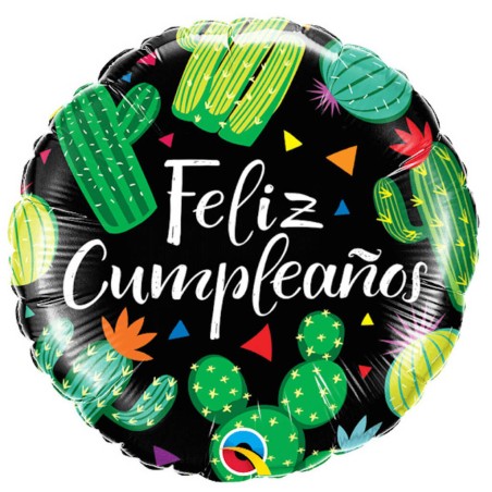 GLOBO CUMPLEAÑOS CACTUS 45CM NEGRO 