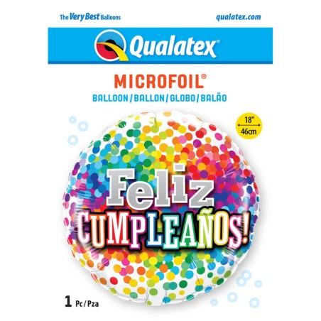 GLOBO CUMPLEAÑOS CONFETI COLORES 45CM 