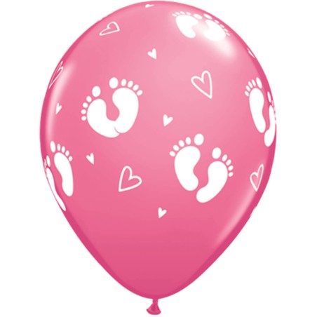 GLOBOS BABY SHOWER ROSA - BEBE PIES 6 UND