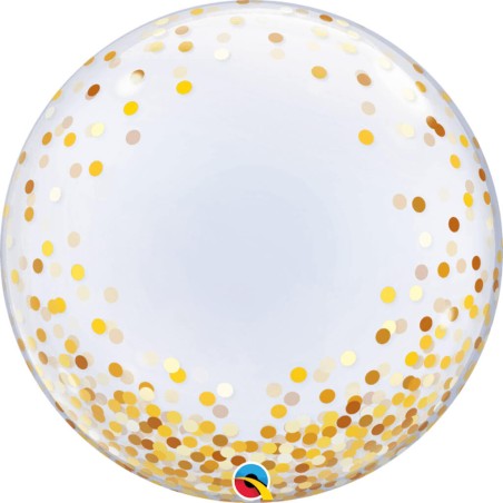 GLOBO BURBUJA ORO CONFETI 60CM