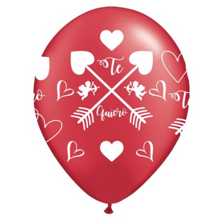 GLOBOS CORAZONES ROJO FLECHAS 5UND