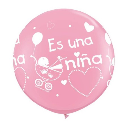 GLOBO BABY SHOWER ROSA 1M CARRITO NIÑA