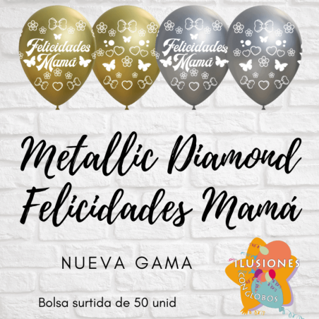 GLOBO FELICIDADES MAMÁ - ORO/PLATA