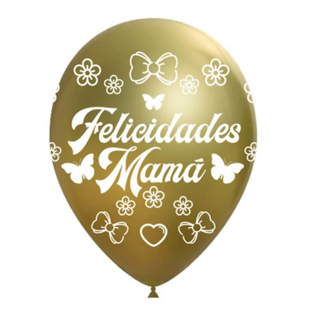 GLOBO FELICIDADES MAMÁ - ORO/PLATA
