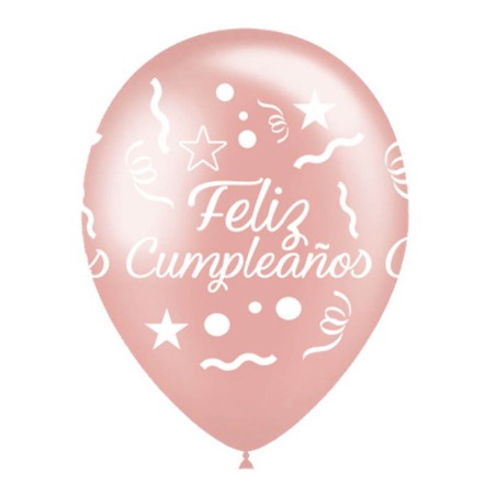 GLOBO FELIZ CUMPLEAÑOS - ORO ROSA