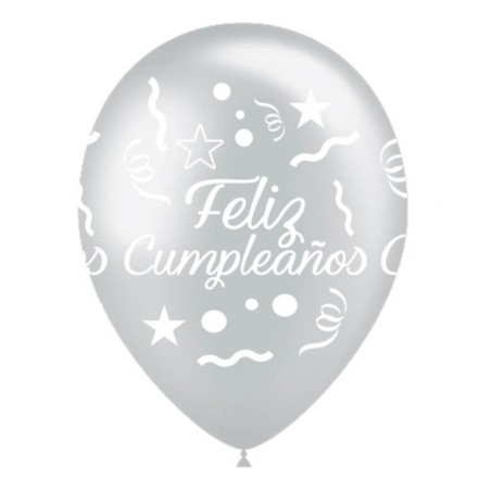 GLOBO FELIZ CUMPLEAÑOS - PLATA