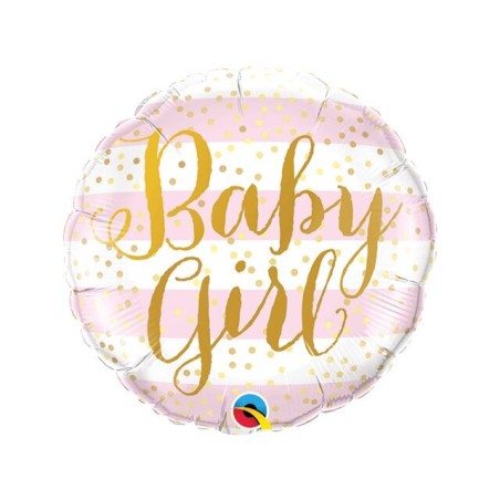 GLOBO BABY SHOWER RAYAS ROSAS 22CM