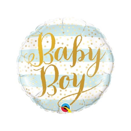 GLOBO BABY SHOWER RAYAS AZULES 22CM