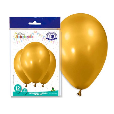 GLOBOS METALIZADOS ORO - 24X30CM 12UND