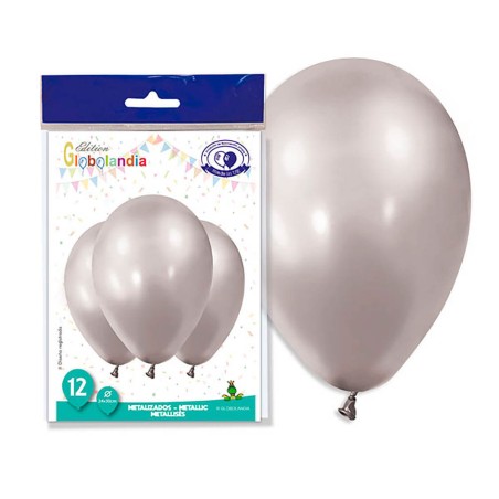 GLOBOS METALIZADOS PLATA - 24X30CM 12UND