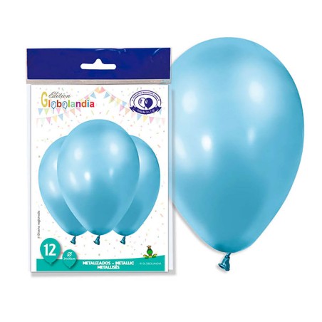 GLOBOS METALIZADOS CELESTE - 24X30CM 12UND
