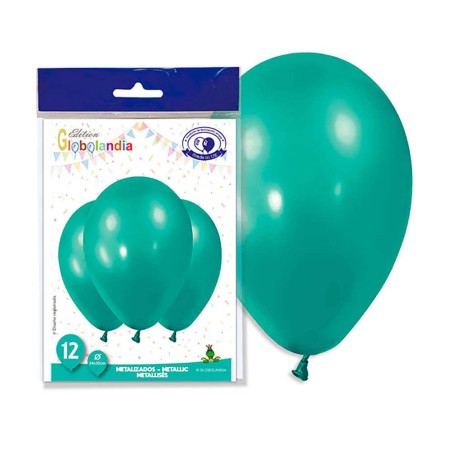 GLOBOS METALIZADOS VERDE OSCURO - 24X30CM 12UND