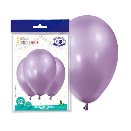 GLOBOS METALIZADOS LAVANDA - 24X30CM 12UND
