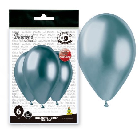 GLOBOS DE LÁTEX AZULES ESPEJO - 31X39CM 6UND
