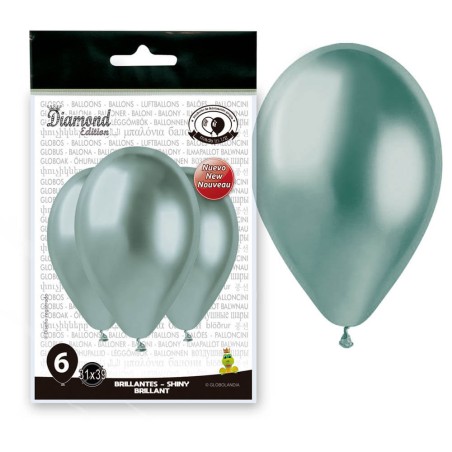 GLOBOS DE LÁTEX VERDES ESPEJO - 31X39CM 6UND