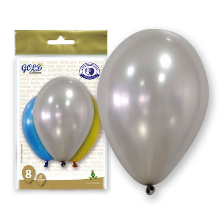 GLOBOS DE LATEX METALIZADOS MIX - 29X36CM 8UND