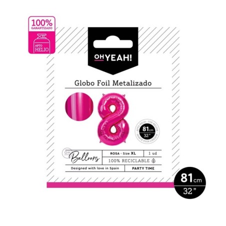 GLOBO NUMERO 8 ROSA 81CM