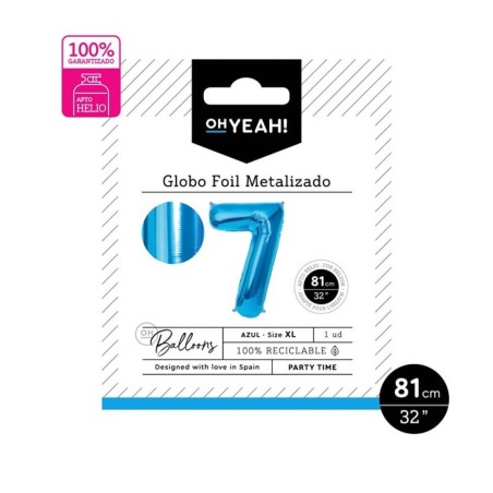 GLOBO NUMERO 7 AZUL 81CM