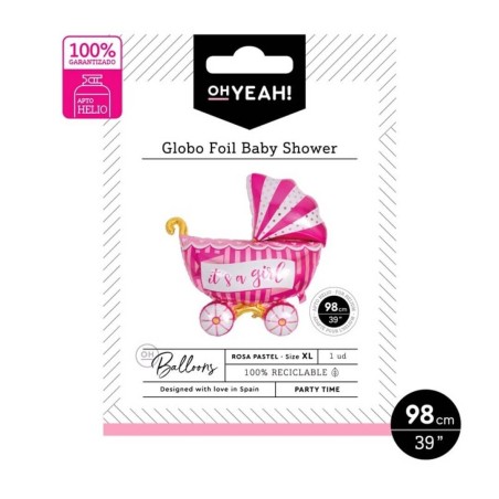 GLOBO CARRITO BEBE ROSA