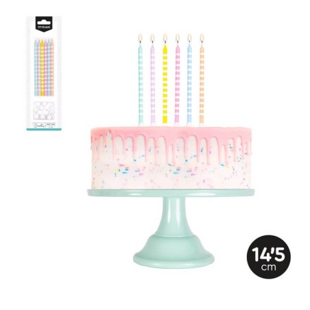 12 VELAS EXTRALARGAS PASTEL 14.5CM