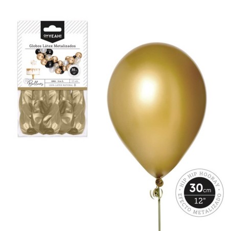 10 GLOBOS ORO METALIZADO 30CM 